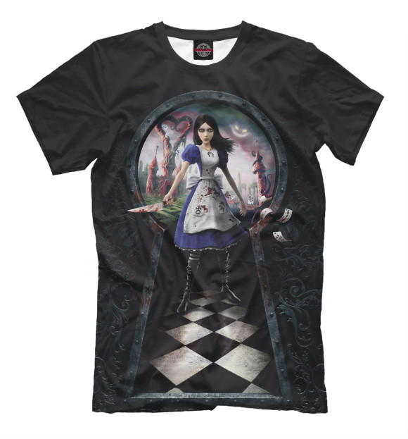 Мужская футболка с изображением Alice: Madness Returns цвета Черный