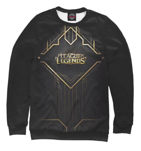 Мужской свитшот с изображением League of Legends золотой ромб цвета Белый