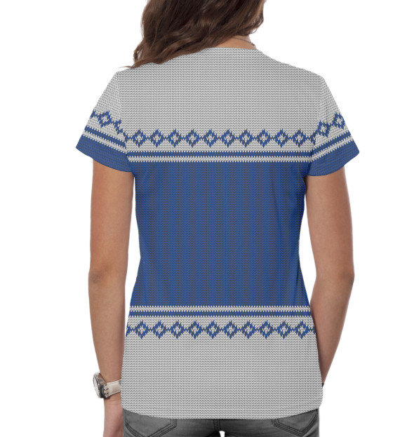 Женская футболка с изображением Свитер с оленями цвета Белый