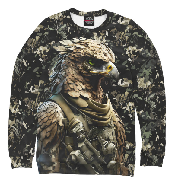 Свитшот для девочек с изображением Орел боец спецназа цвета Белый