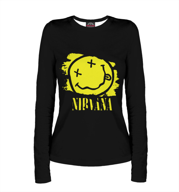Женский лонгслив с изображением Nirvana цвета Белый