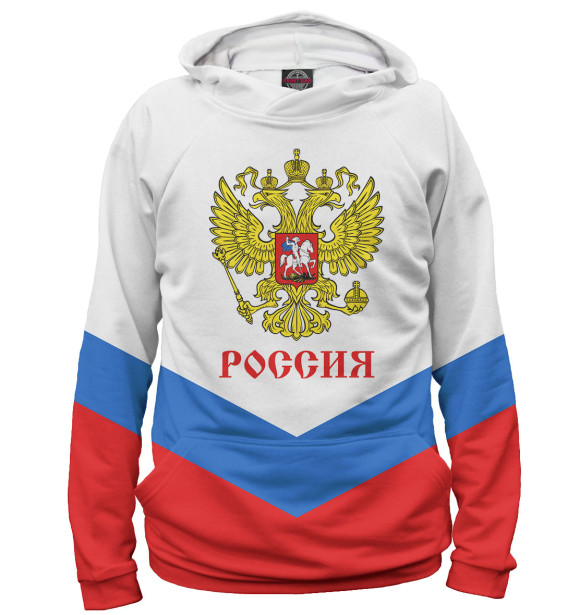 Мужское худи с изображением Сборная России цвета Белый