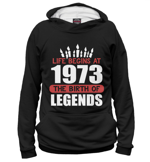 Женское худи с изображением 1973 - рождение легенды цвета Белый