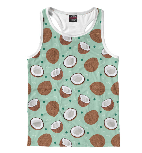 Мужская майка-борцовка с изображением Кокосовый фон цвета Белый