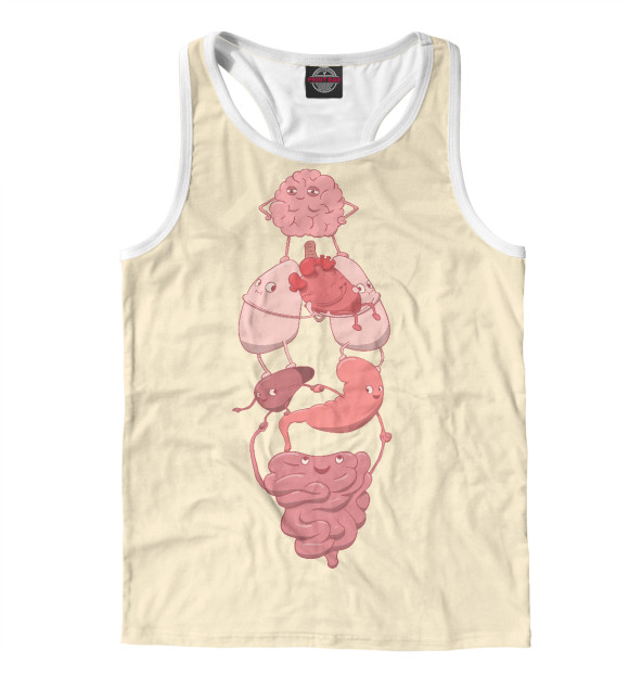 Мужская майка-борцовка с изображением Нежные органы цвета Белый