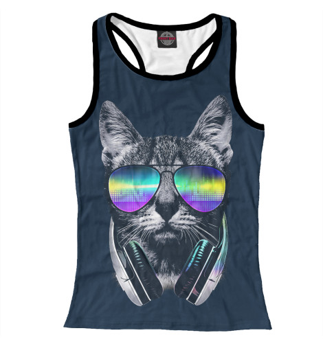 

Майки борцовки Print Bar, Белый, Кот с наушниками