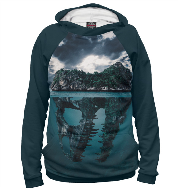 Женское худи с изображением Два мира цвета Белый