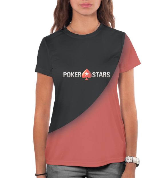 Женская футболка с изображением Pokerstars цвета Белый