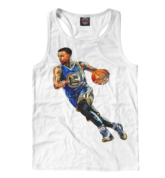 Мужская майка-борцовка с изображением Stephen Curry цвета Белый