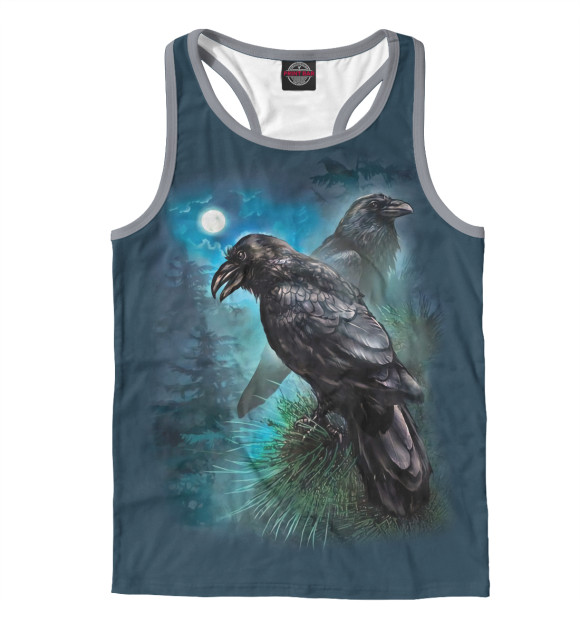 Мужская майка-борцовка с изображением Вороны цвета Белый