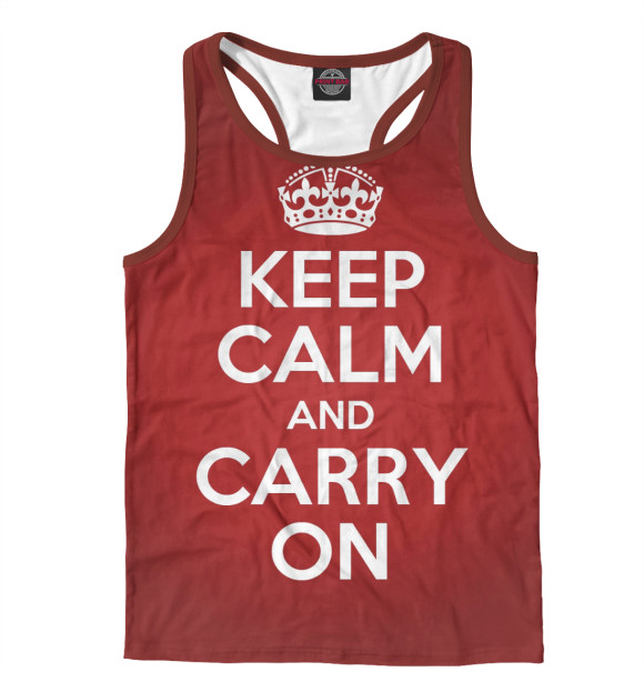Мужская майка-борцовка с изображением Keep calm and carry on цвета Белый