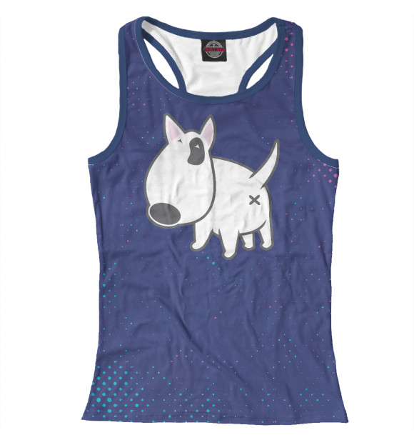 Женская майка-борцовка с изображением Bull Terrier цвета Белый