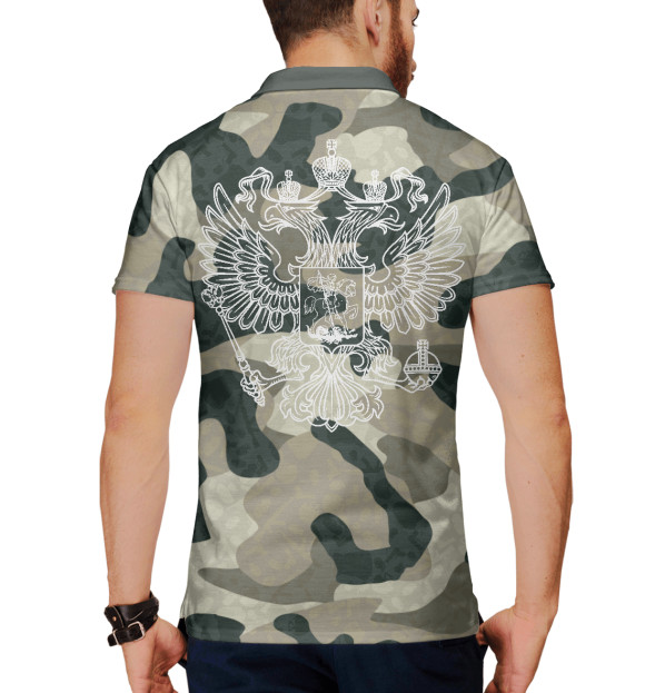 Мужское поло с притом Millitary цвета Белый Мужское поло с изображением Millitary цвета Белый