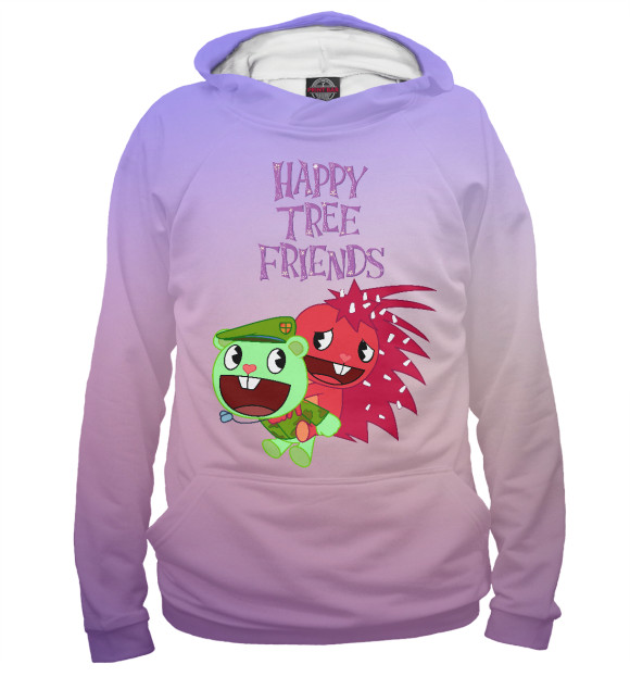 Мужское худи с изображением Happy Tree Friends цвета Белый