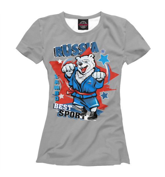 Женская футболка с изображением Самбо цвета Белый