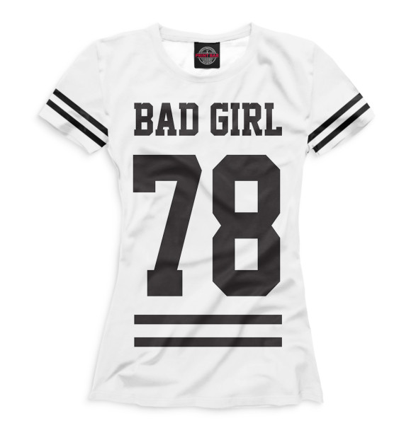 Женская футболка с изображением Bad Girl цвета Молочно-белый