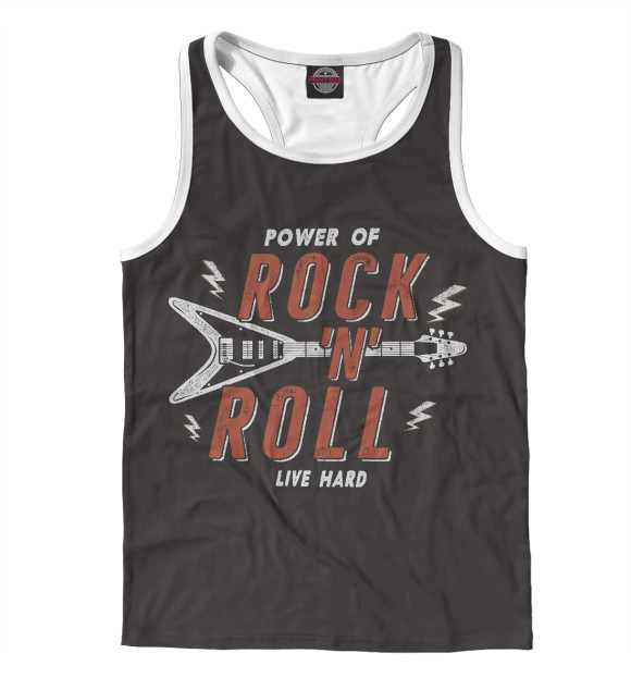 Мужская майка-борцовка с изображением Рок-н-ролл цвета Белый