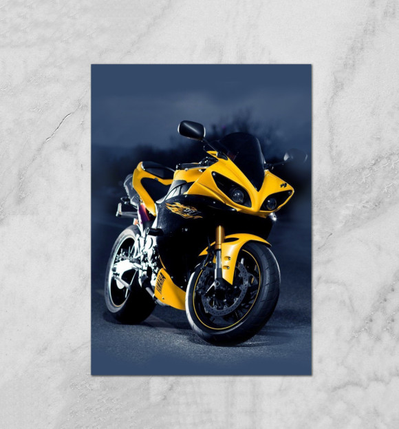 Плакат с изображением Yamaha R1 цвета Белый