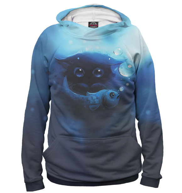 Мужское худи с притом Коты цвета Белый Мужское худи с изображением Коты цвета Белый