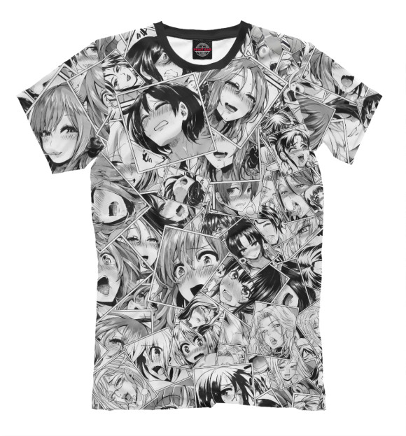 Мужская футболка с изображением Manga ahegao цвета Серый