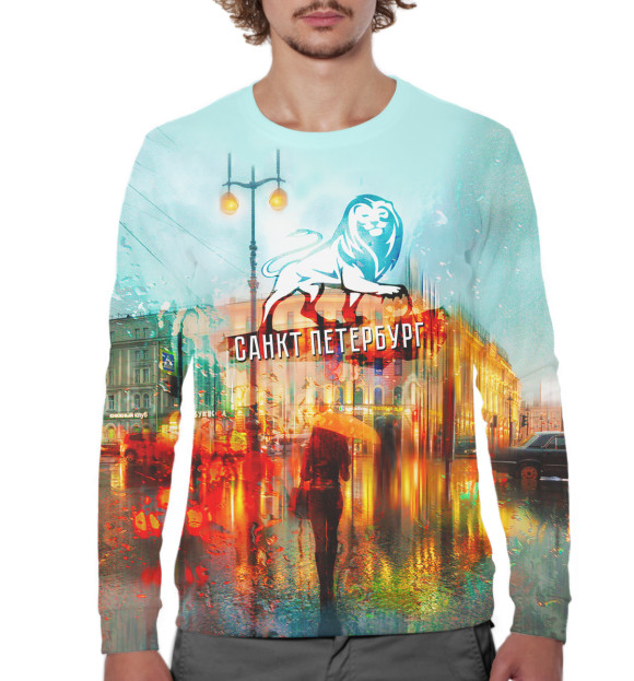 Мужской свитшот с изображением Санкт-Петербург цвета Белый