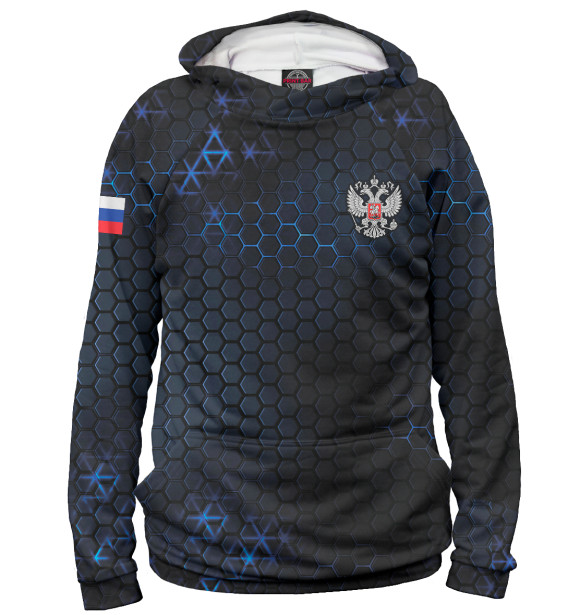 Мужское худи с изображением Герб России цвета Белый