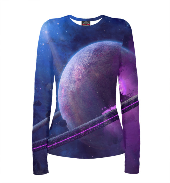 Женский лонгслив с изображением САТУРН цвета Белый