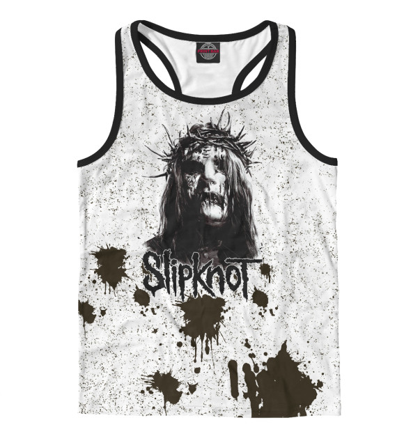Мужская майка-борцовка с изображением Slipknot цвета Белый