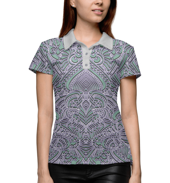 Женское поло с изображением Этническая психоделика цвета Белый