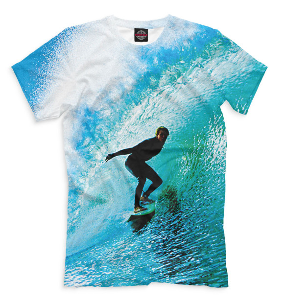 Мужская футболка с изображением Серфинг цвета Грязно-голубой