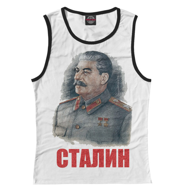 Женская майка с изображением СТАЛИН цвета Белый
