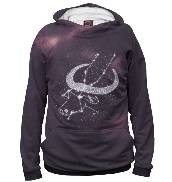 Мужское худи с изображением Телец цвета Белый