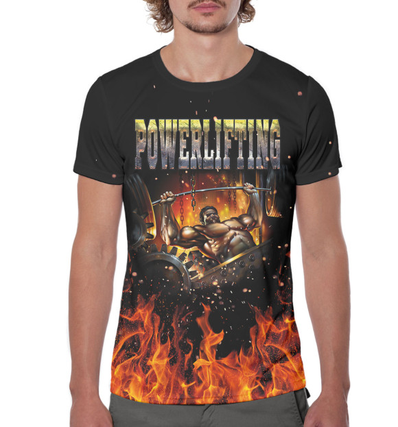 Мужская футболка с изображением Пауэрлифтинг цвета Белый