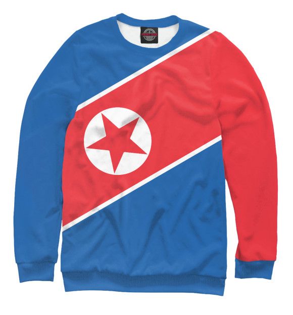 Мужской свитшот с изображением Северная Корея цвета Белый