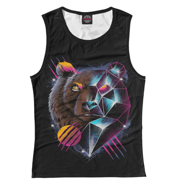 Женская майка с изображением Медведь цвета Белый