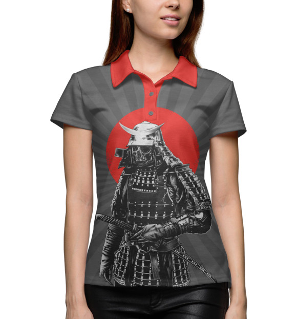 Женское поло с изображением Мертвый самурай цвета Белый