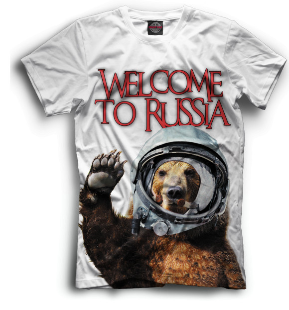 Мужская футболка с изображением Welcome to Russia цвета Черный