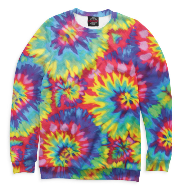 Мужской свитшот с изображением Tie-dye цвета Белый