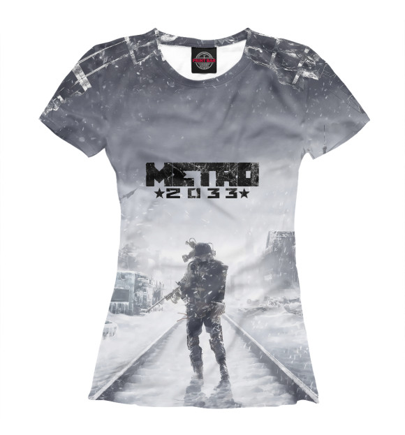 Женская футболка с изображением Metro 2033 winter цвета Белый