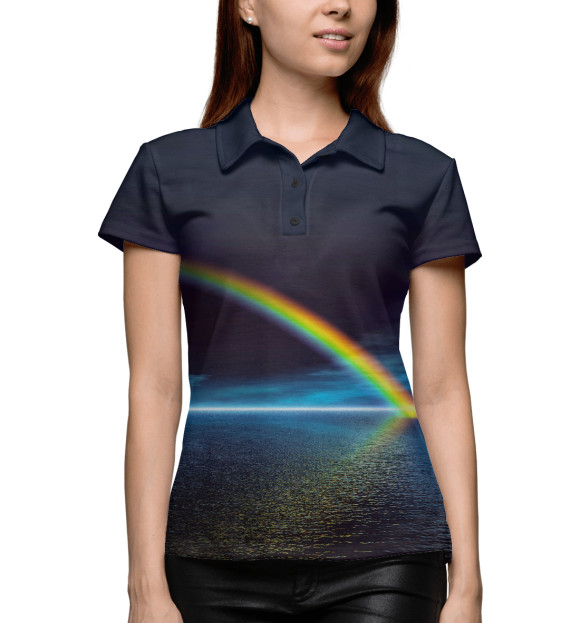 Женское поло с изображением Радуга цвета Белый