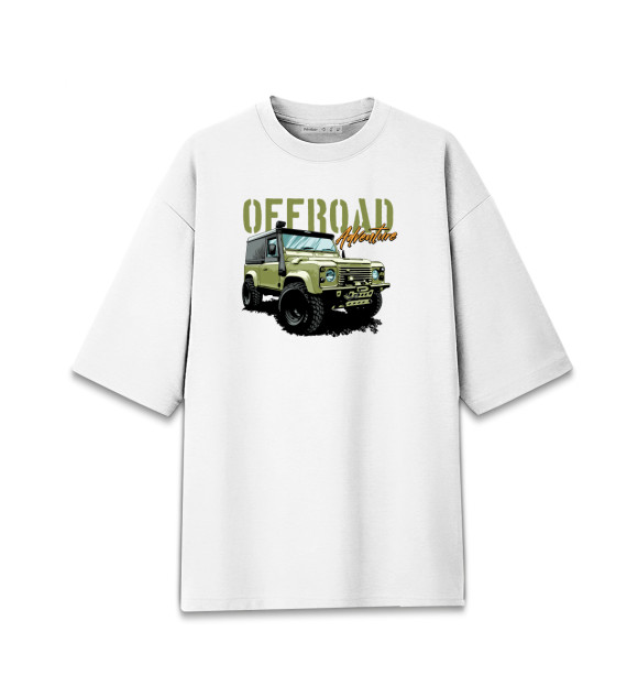 Мужская футболка оверсайз с изображением Offroad Adventure цвета Белый