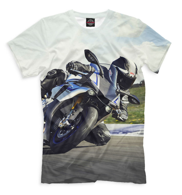Мужская футболка с изображением Мотоциклист цвета Молочно-белый