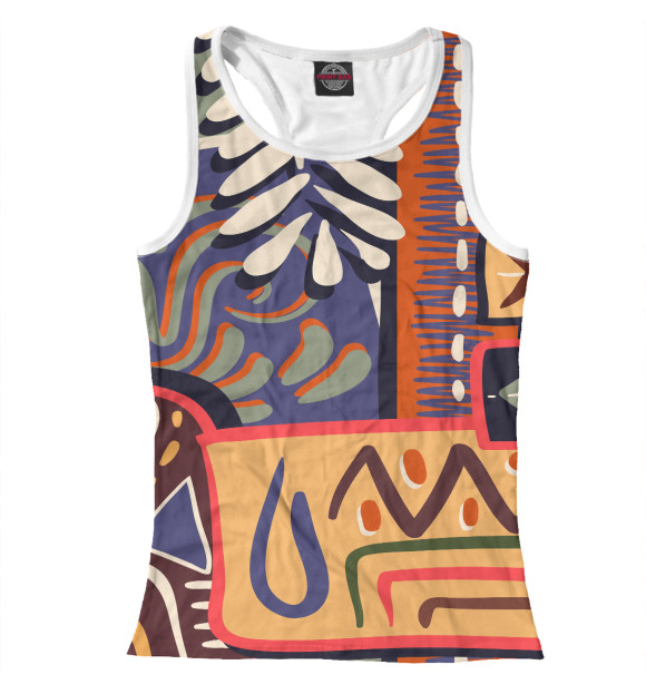 Женская майка-борцовка с изображением Лоскутной орнамент цвета Белый