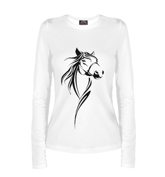 Женский лонгслив с изображением Horse цвета Белый