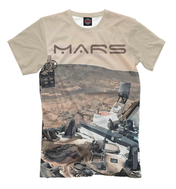 Мужская футболка с изображением Марс цвета Белый