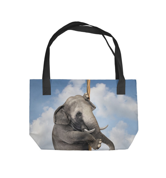 Пляжная сумка с изображением слоник в облаках цвета 