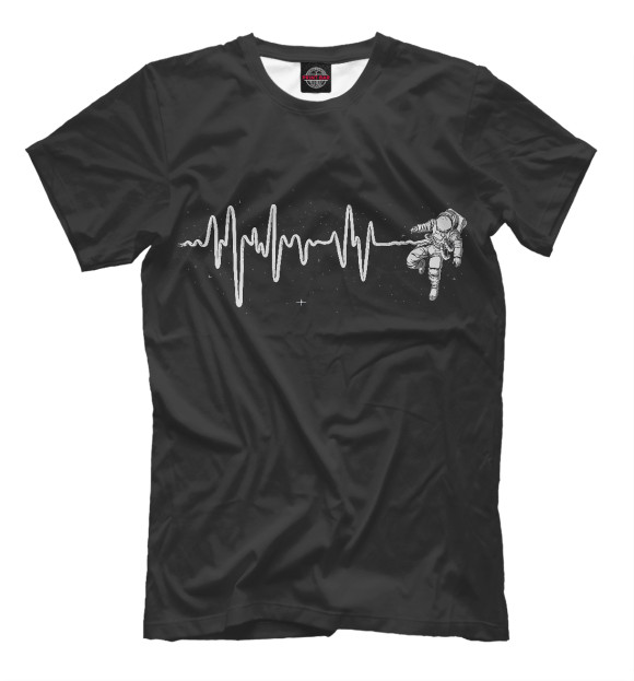 Мужская футболка с изображением Космическая кардиограмма цвета Черный