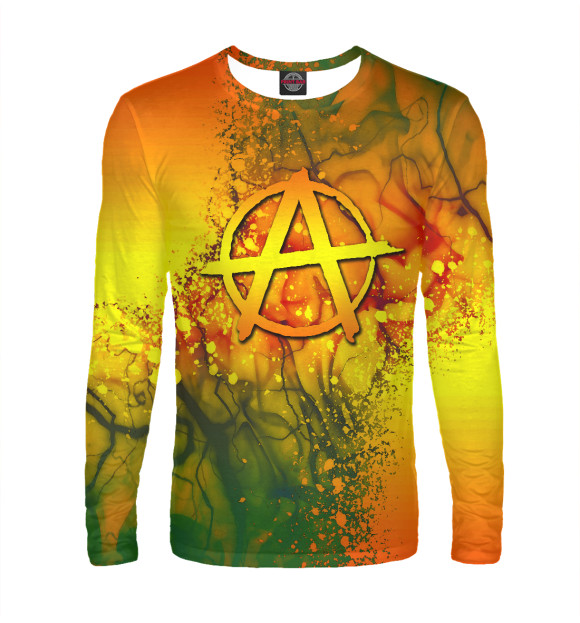 Мужской лонгслив с притом Анархия | Anarchy Flame цвета Белый Мужской лонгслив с изображением Анархия | Anarchy Flame цвета Белый