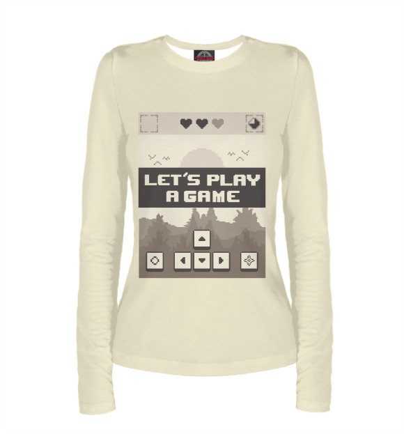 Женский лонгслив с изображением Let's play a game цвета Белый