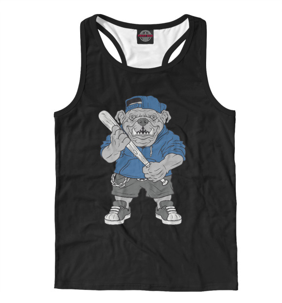 Мужская майка-борцовка с притом Свирепый питбуль бейсболист цвета Белый Мужская майка-борцовка с изображением Свирепый питбуль бейсболист цвета Белый